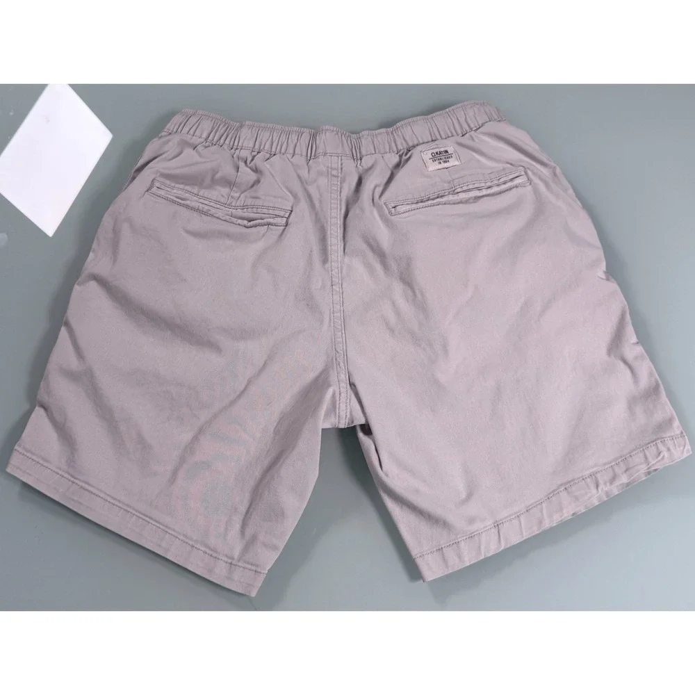 KATIN Solid Beige Cotton Blend Mens Drawstring Patio Shorts - Medium